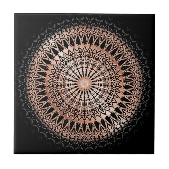 Carreau Rose Gold Noir Mandala (Devant)