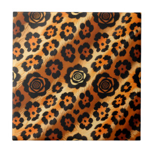 Carreau Rose Imprimé Animalier Léopard Doré