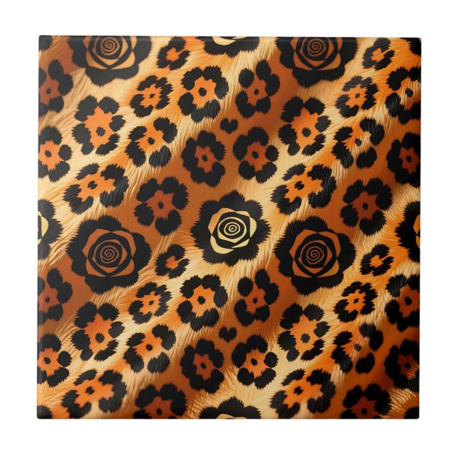 Carreau Rose Imprimé Animalier Léopard Doré (Devant)