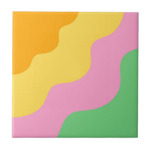 Carreau Rose jaune vert Abstrait Verre moderne