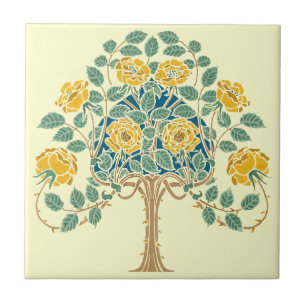 Carreau Rose jaune vintage Bush 1909 Arts & Artistes