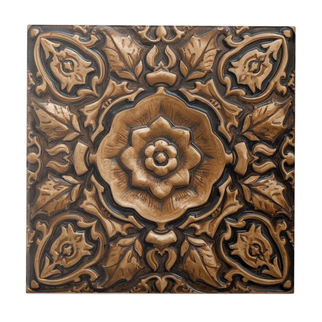Carreau Rose Mackintosh Faux Relief Arts & Crafts Reproduc (Devant)