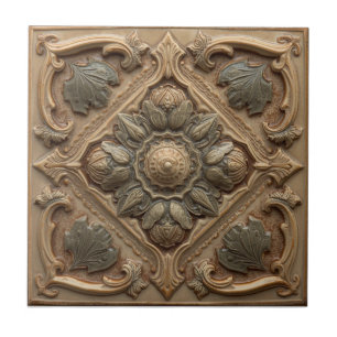 Carreau Rose Mackintosh Faux Relief Arts & Crafts Reproduc