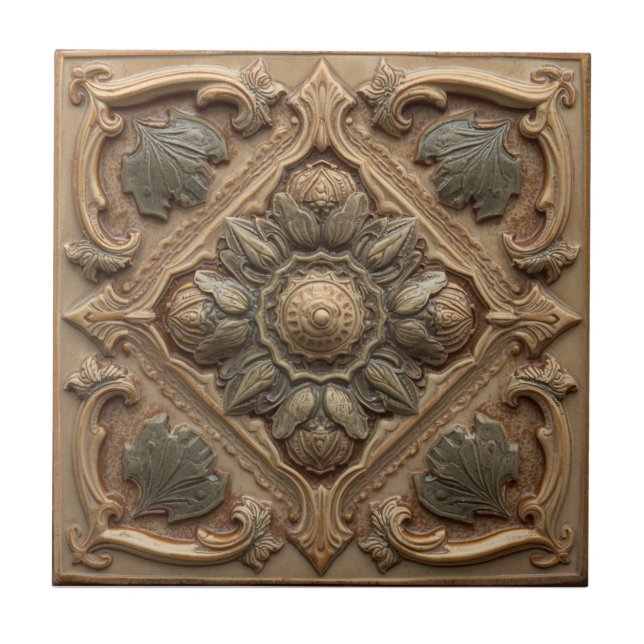 Carreau Rose Mackintosh Faux Relief Arts & Crafts Reproduc (Devant)