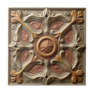 Carreau Rose Mackintosh Faux Relief Arts & Crafts Reproduc