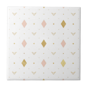 Carreau Rose Pâle Or Motif Géométrique