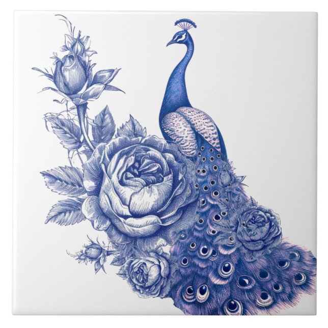 Carreau Rose Paon Bleu Blanc  (Devant)
