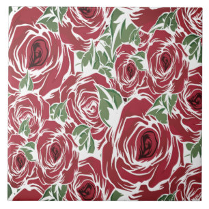 Carreau Rose Pays rouge vert vintage floral