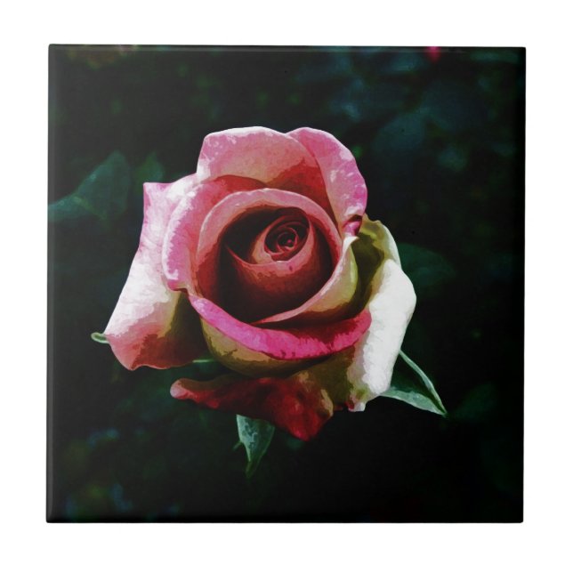 Carreau Rose Peinte à l'Huile (Devant)