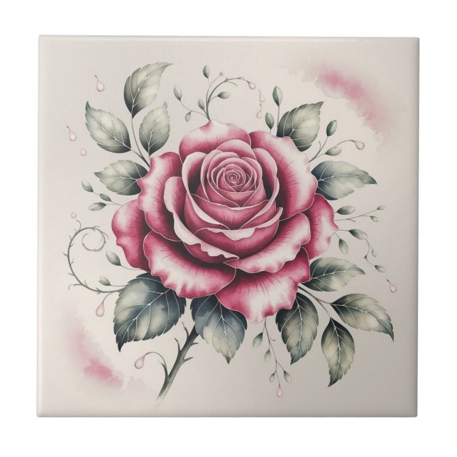 Carreau Rose rose moderne élégante aquarelle rose (Devant)