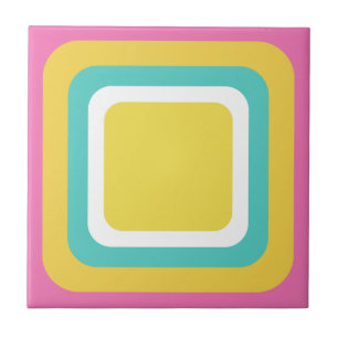 Carreau Rose Téâl Jaune Rétro Blanc