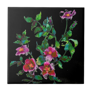 Carreau Rose vintage - noir