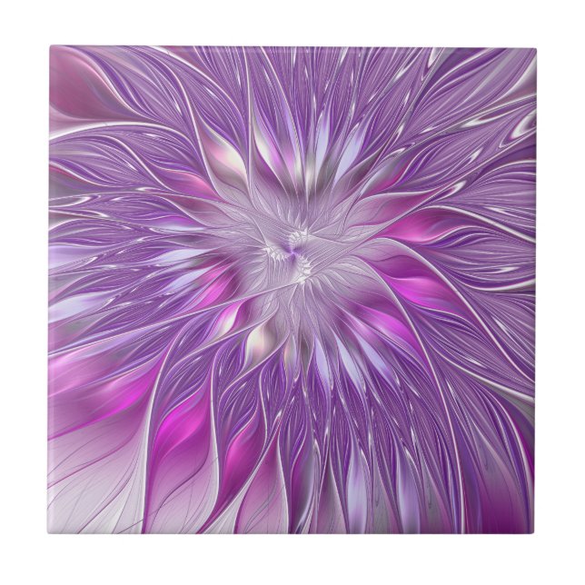 Carreau Rose violet passion Fleur Art Abstrait Fractal (Devant)