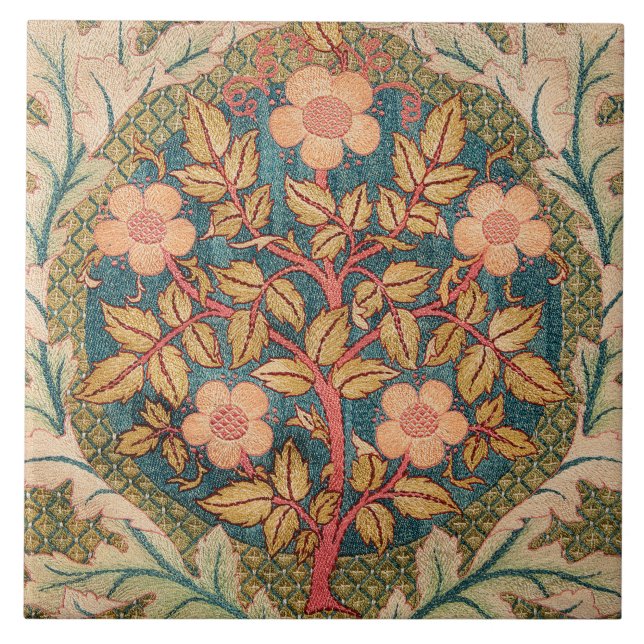 Carreau Rose Wreath Embroidery Design par William Morris (Devant)