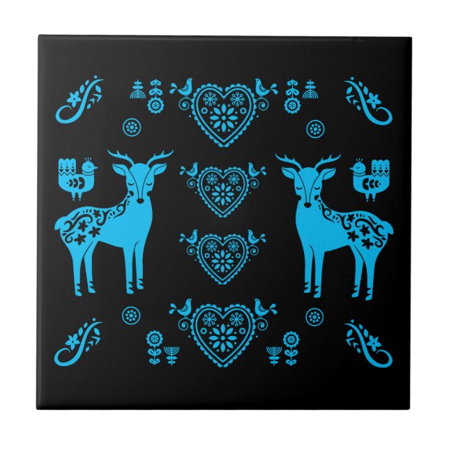 Carreau Rosemaling Norwegian Folk Art (Devant)