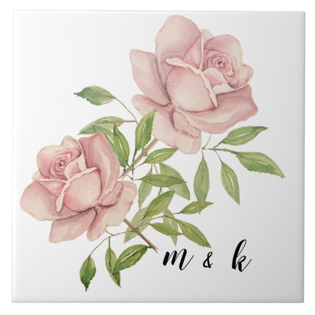 Carreau Roses Aquarelle Violet Fardées (Devant)