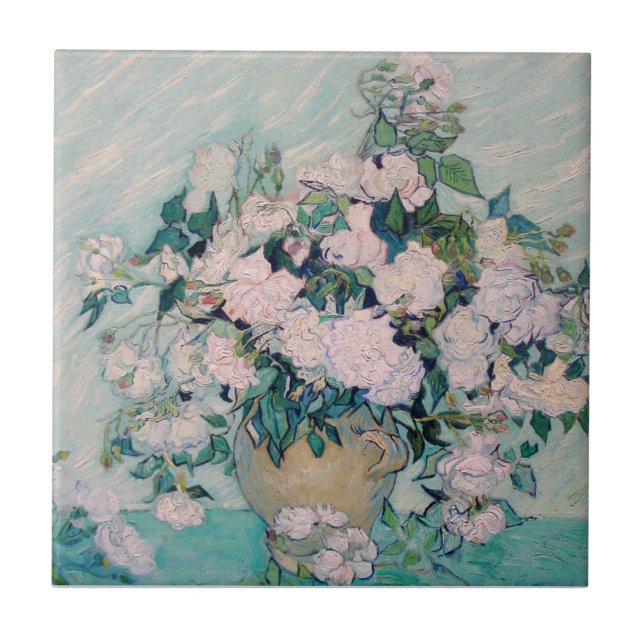 Carreau Roses blanches-1890-Vincent van Gogh  (Devant)