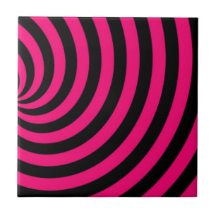 Carreau Roses chauds et rayures tourbillonnantes noires