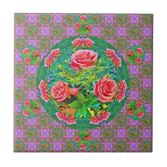 Carreau Roses d'aquarelle rose (Devant)