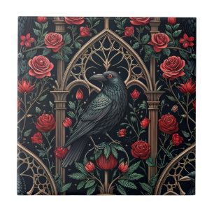 Carreau Roses de corbeau gothiques motif orné