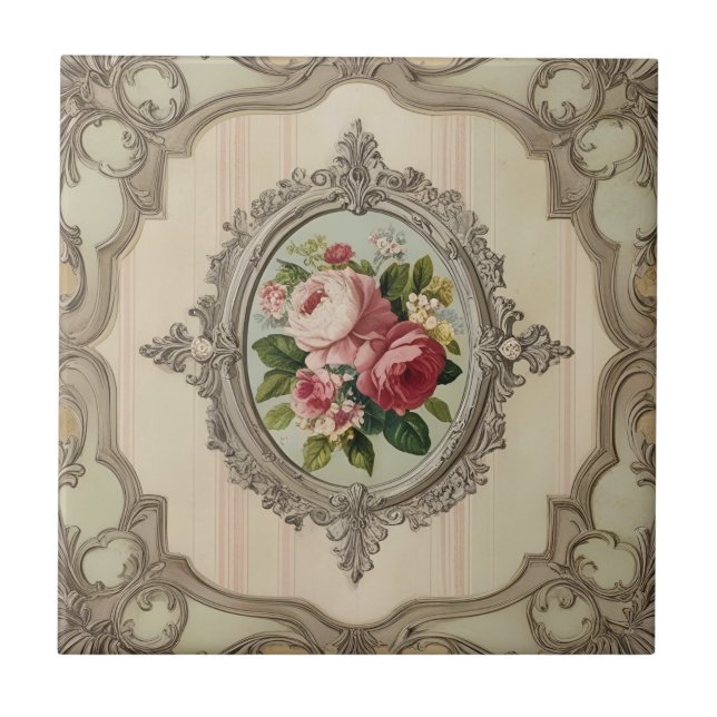 Carreau Roses encadrées vintage (Devant)
