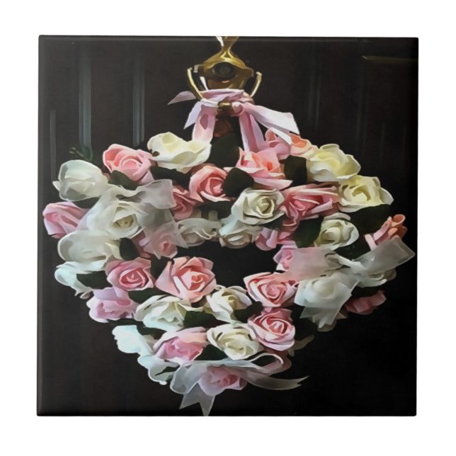 Carreau Roses et rubans couronne décorative (Devant)