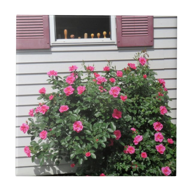 Carreau Roses Flamants roses avec tournevis de bois (Devant)