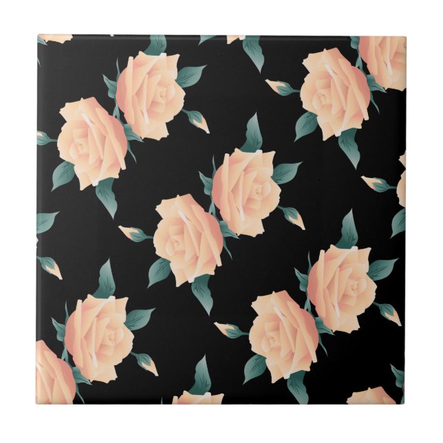 Carreau Roses roses blanches personnalisées (Devant)