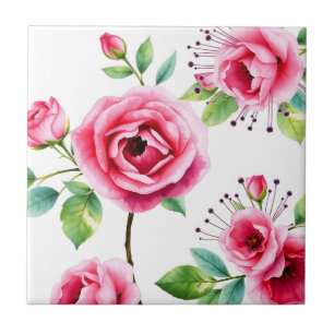 Carreau Roses roses douces et fleurs d'eucalyptus