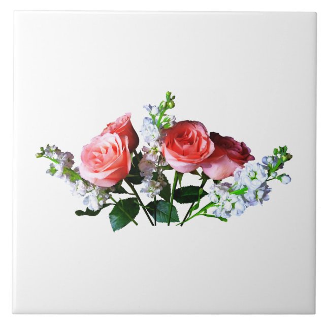 Carreau Roses roses et Snapdragons roses (Devant)