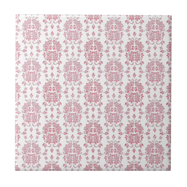 Carreau Roses roses rose style floral Damask motif (Devant)