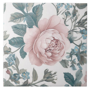 Carreau Roses roses sur blanc
