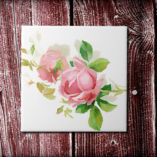Carreau Roses roses vintage rose pâle (Créateur téléchargé)