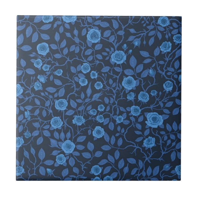 Carreau Roses sauvages en bleu (Devant)