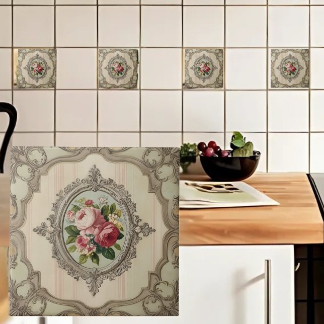 Carreau Roses vintages encadrés (Créateur téléchargé)