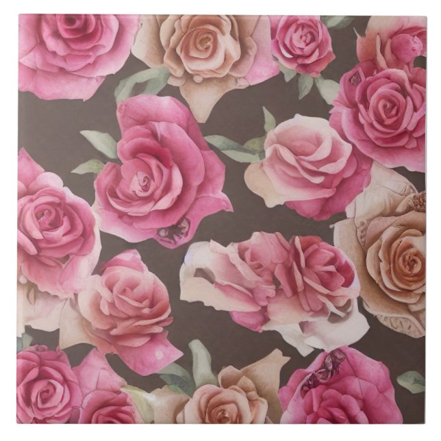 Carreau Roses vintages rose, rouge et blanche (Devant)