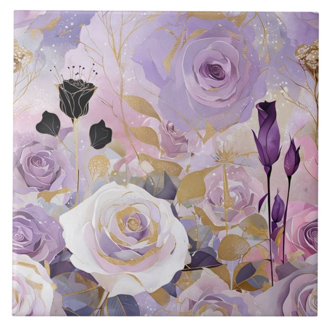 Carreau Roses violettes/roses/blanches modernes (Devant)