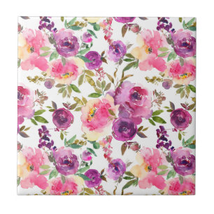 Carreau  Roses Violettes Roses Fleurs Rose Tendance Fémini