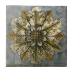 Carreau Rosette décorative Demask sur Arrière - plan gris<br><div class="desc">Jennifer Goldberger a produit ce damas décoratif avec une belle rosette sur un arrière - plan gris. Un damas est un motif tissé qui peut être fait de soie, de laine, de lin ou d'autres tissus qui a été inventé pendant l'empire byzantin. Achetez cette impression pour montrer à vos amis...</div>