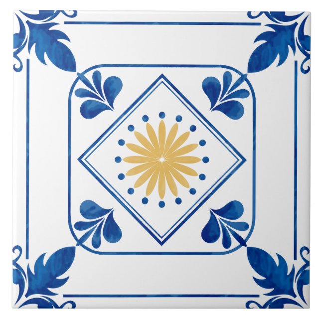 Carreau Rosette méditerranéenne (Jaune) Carrelage en céram (Devant)