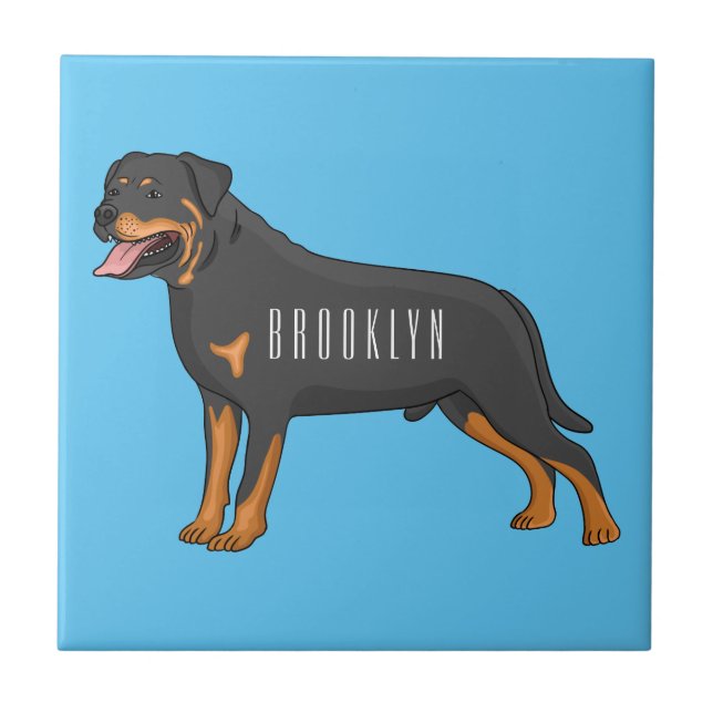 Carreau Rottweiler dog cartoon illustration  (Devant)