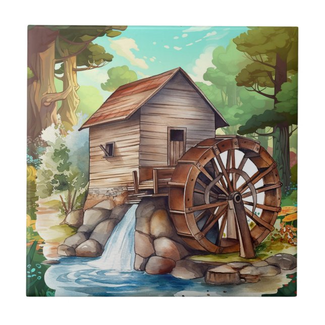 Carreau roue à eau douce Pays (Devant)