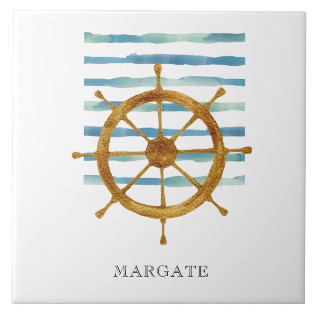 Carreau Roues de bateaux à l'aquarelle Plage côtière MARGA (Devant)