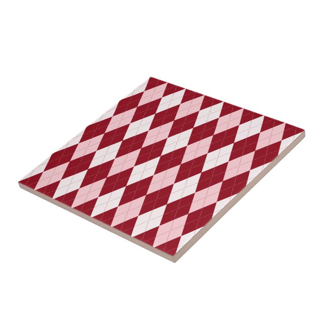 Carreau Rouge Argyle Cramoisi Rose Petit Diamant Forme (Côté)