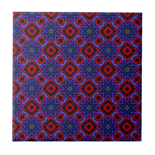 Carreau Rouge avec des étoiles bleues