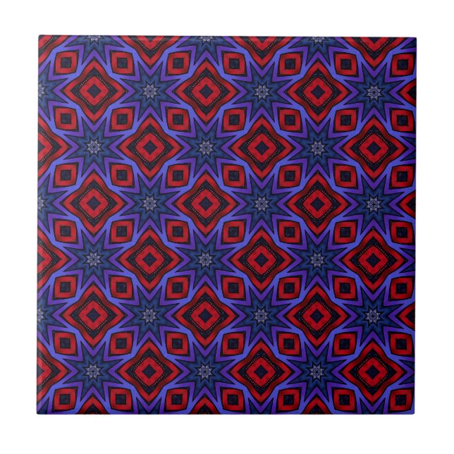 Carreau Rouge avec des étoiles bleues (Devant)