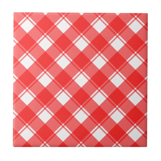 Carreau Rouge Blanc à rayures Rétro Motif Carrelag (Devant)