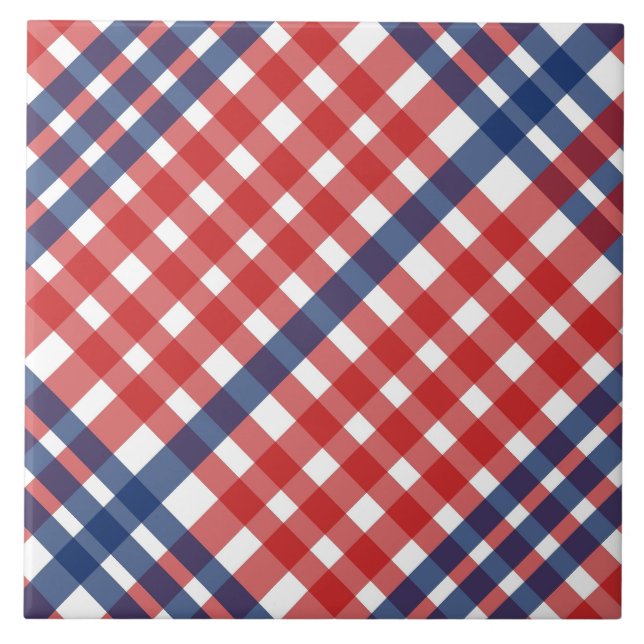 Carreau Rouge blanc et bleu En vichy plaid (Devant)