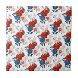 Carreau Rouge Bleu Blanc Floral Patriotique (4)