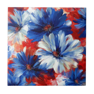 Carreau Rouge Bleu Blanc Floral Patriotique (6)
